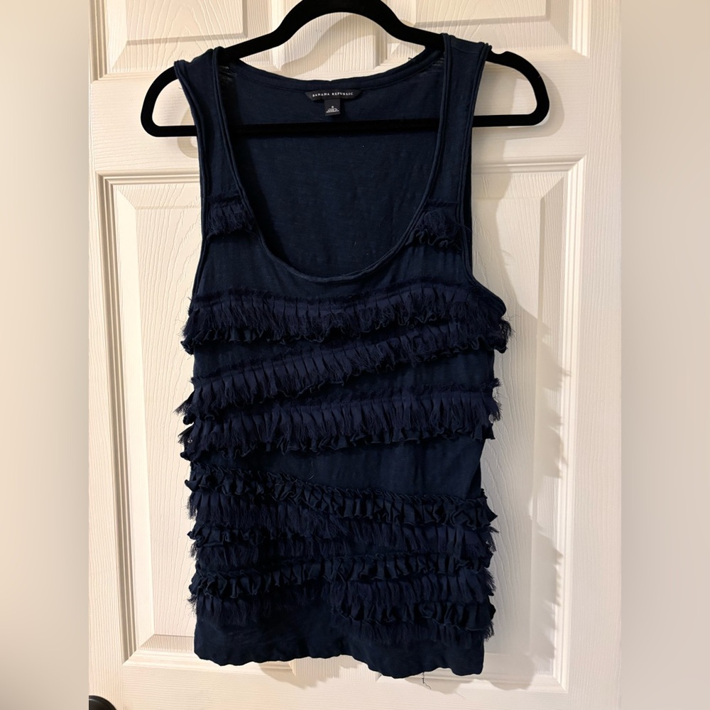 Banana Republic Navy Ruffle Tank Top Small